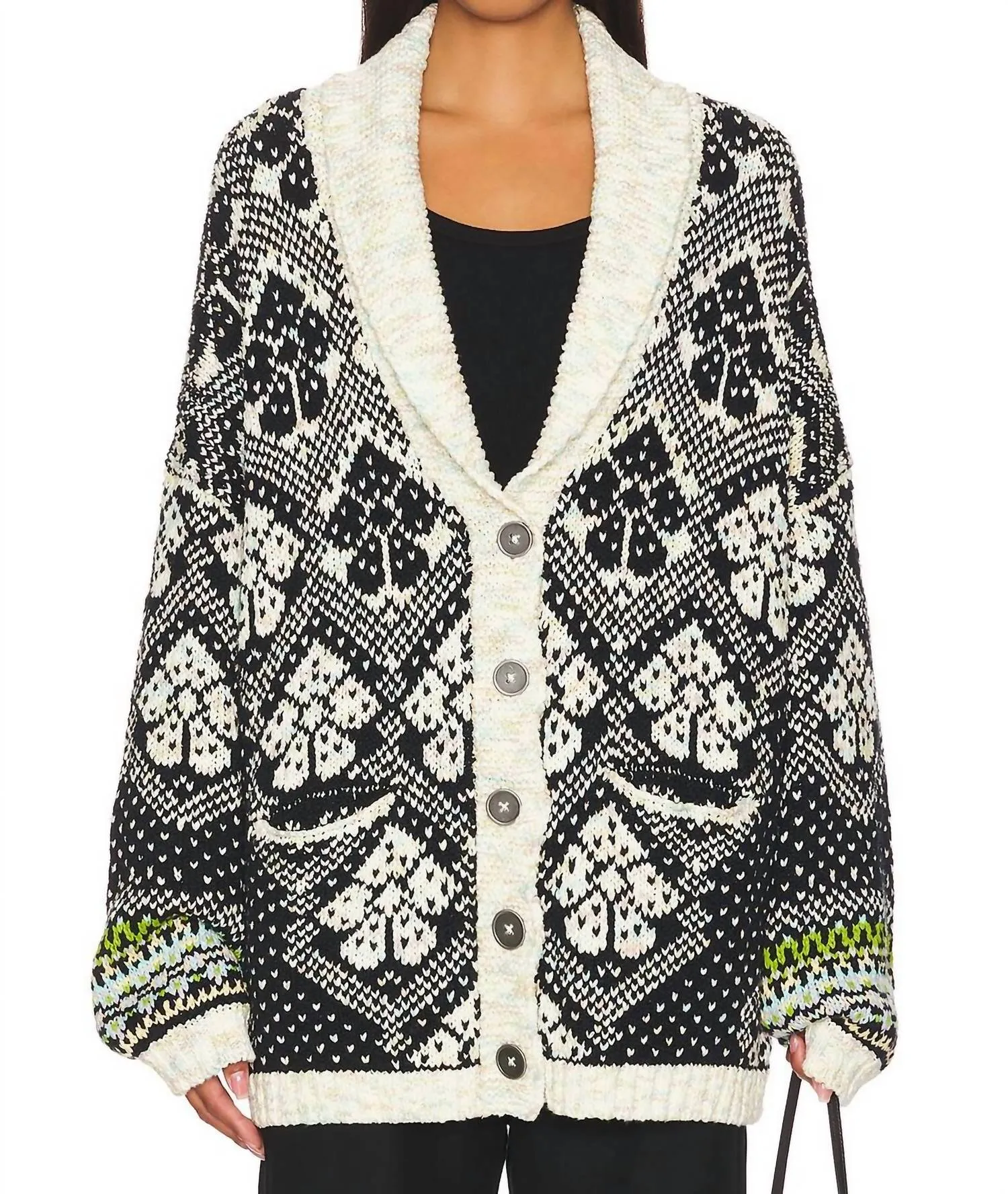 Sasha Cardigan In Onyx Blossom Combo