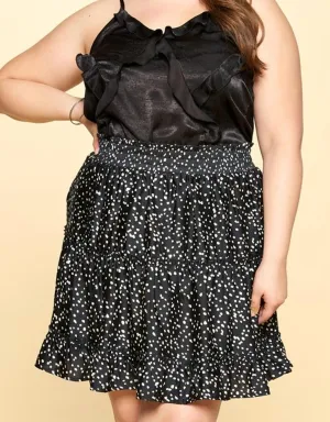 Satin Tiered Mini Skirt - Plus In Black