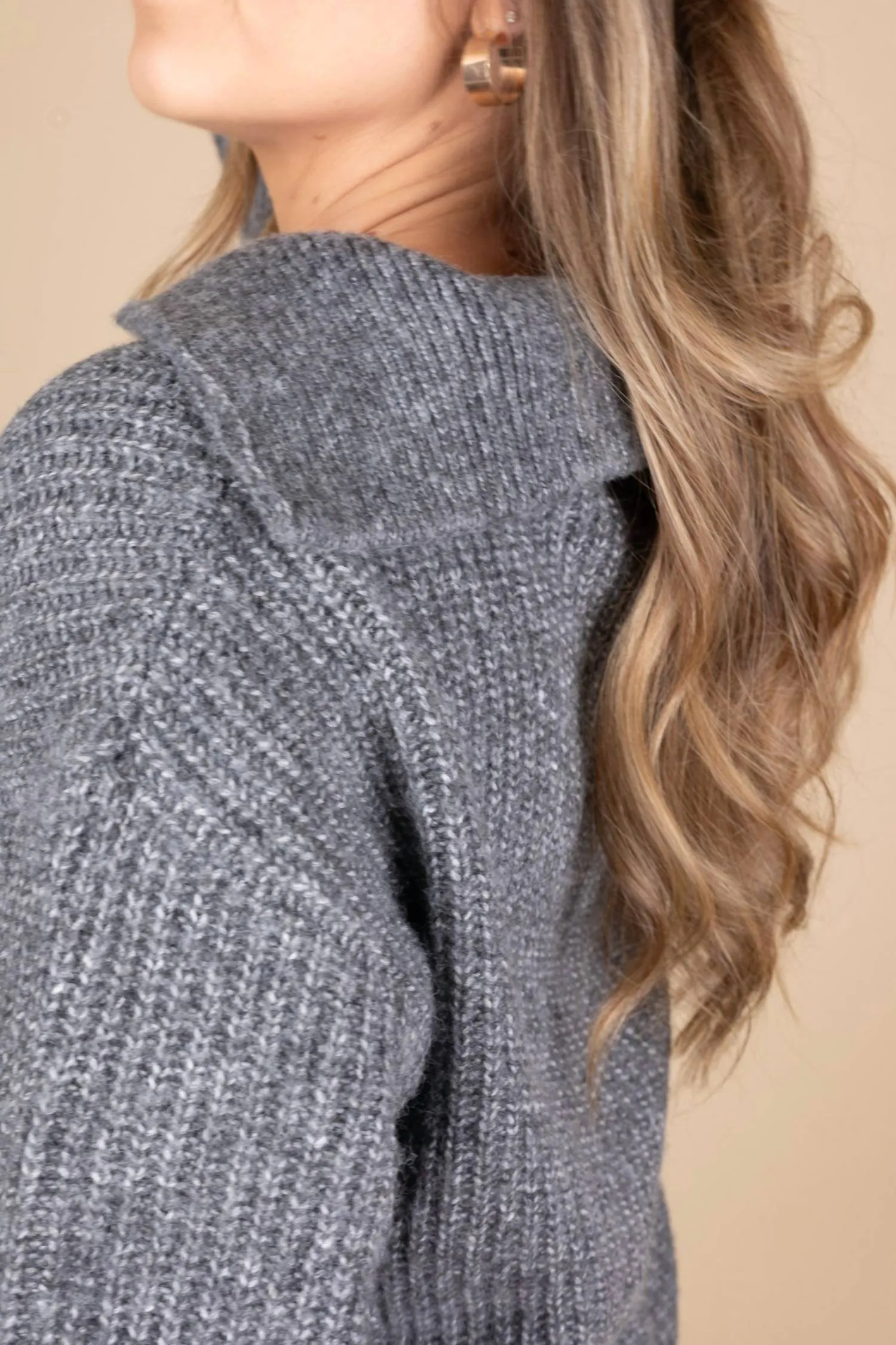 Sawyer Collared Sweater In Grey
