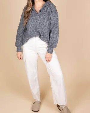 Sawyer Collared Sweater In Grey