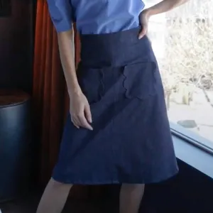 Scallop Patch Pocket Denim Skirt In Blue Denim