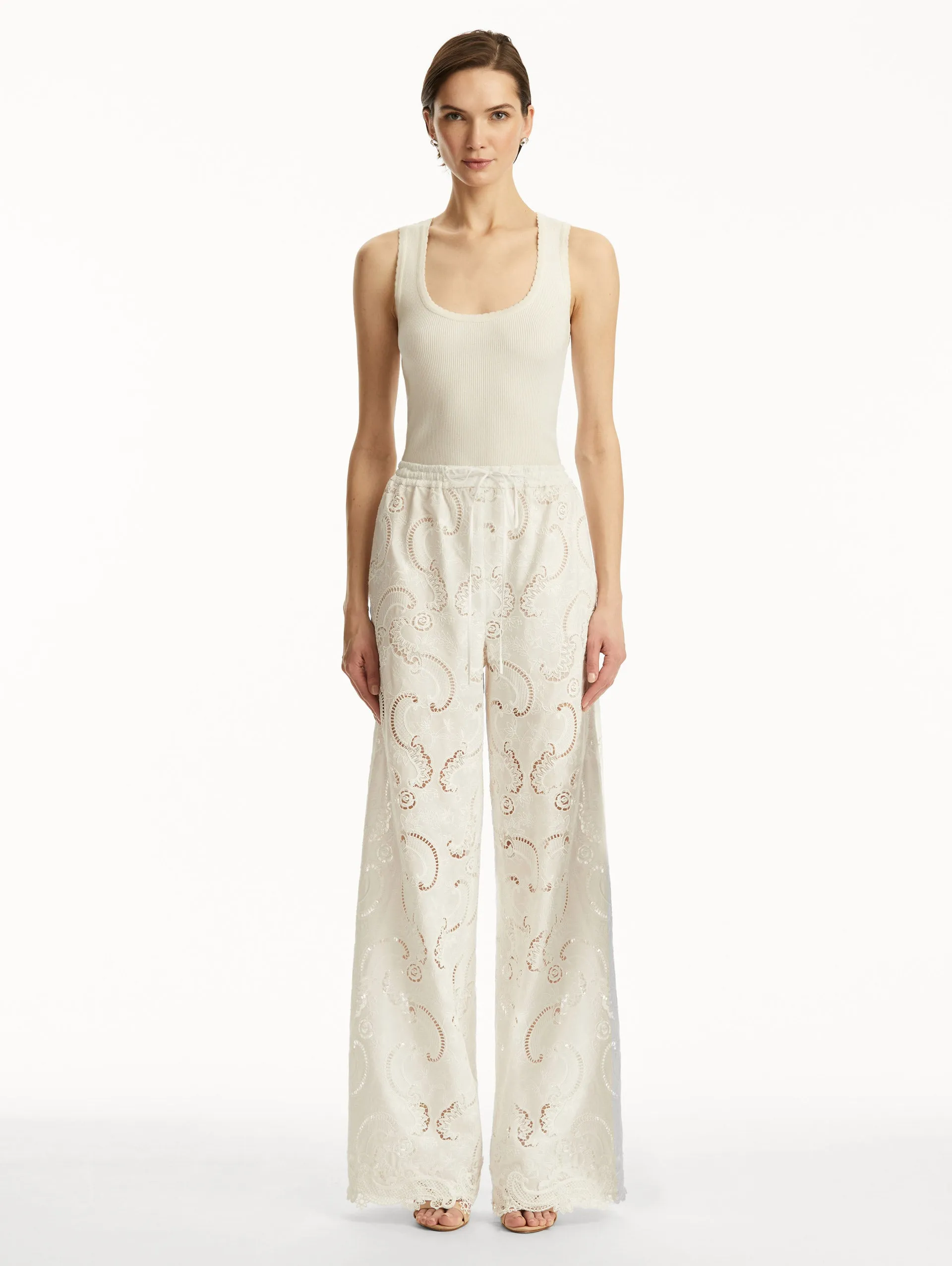 Scroll Guipure Wide Leg Pant