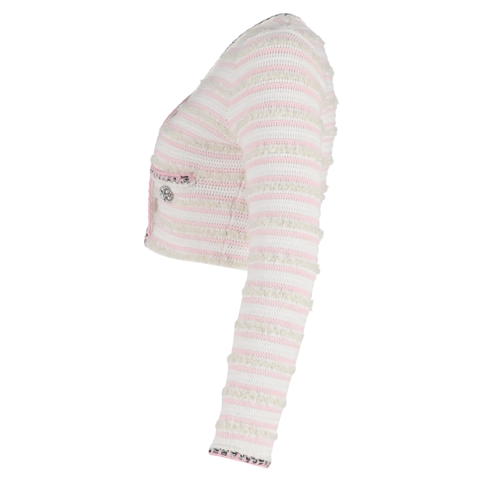 Self-Portrait Cropped Embellished Cardigan in Multicolor Cotton