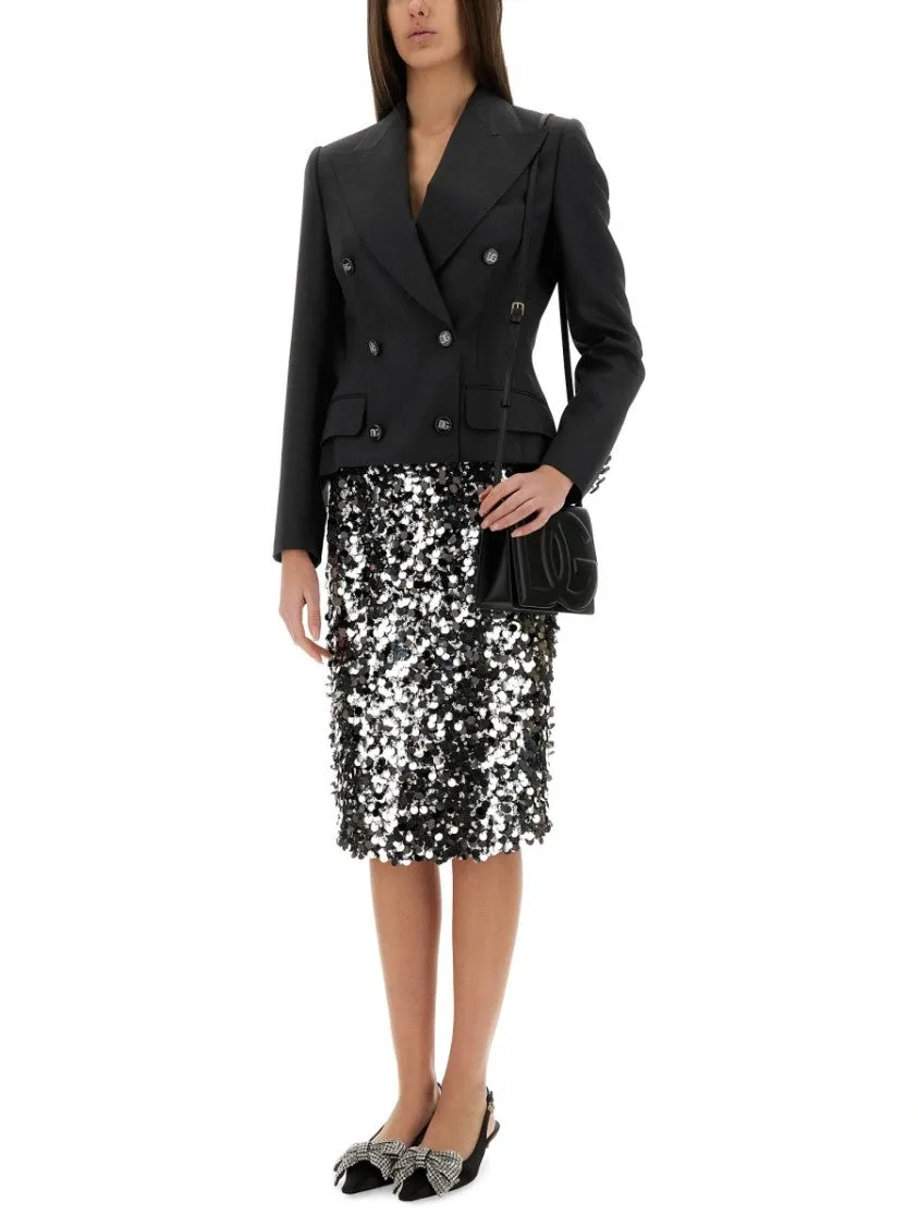 Sequin Embroidered Midi Skirt