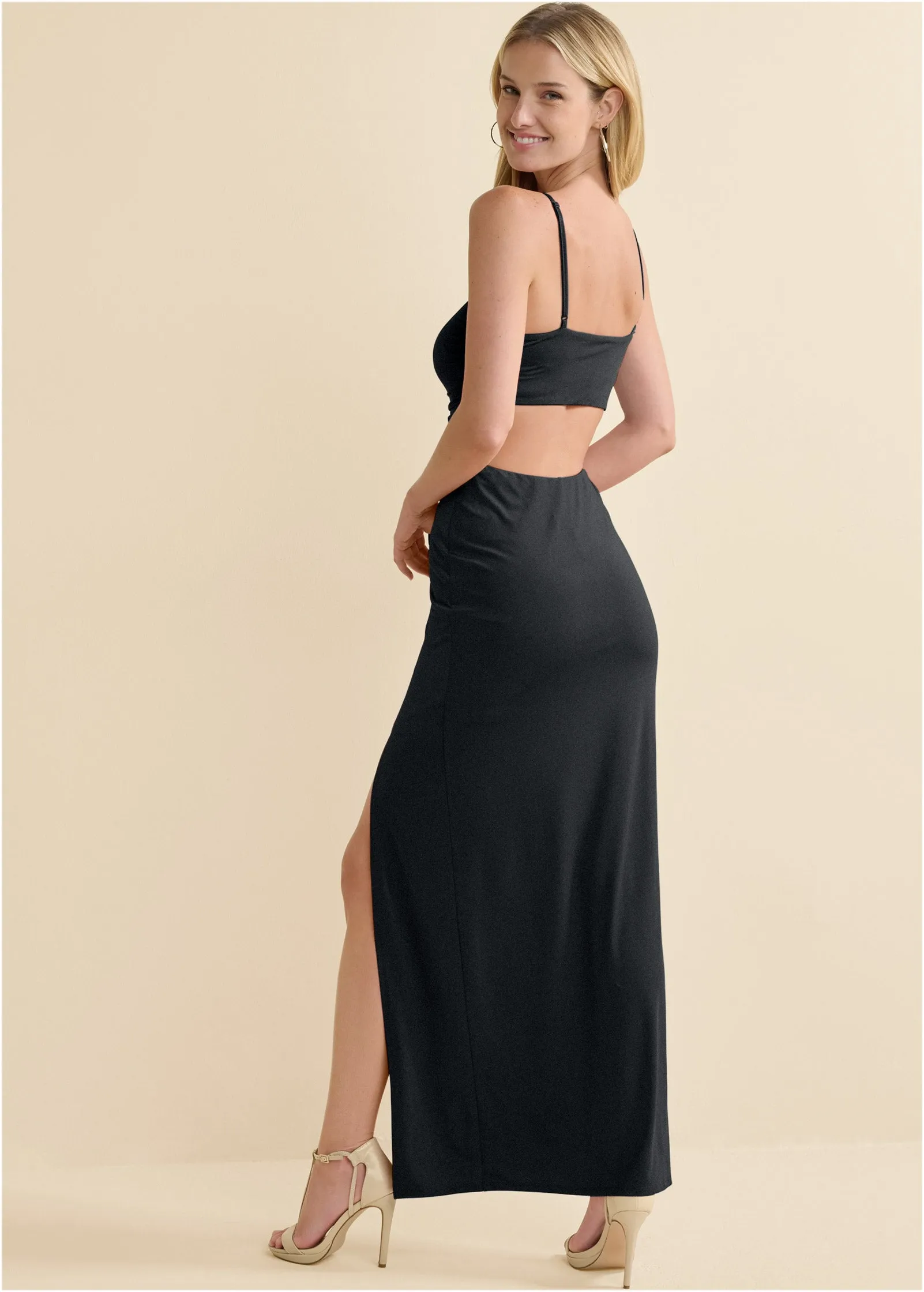 Shape Embrace High-Slit Dress - Black