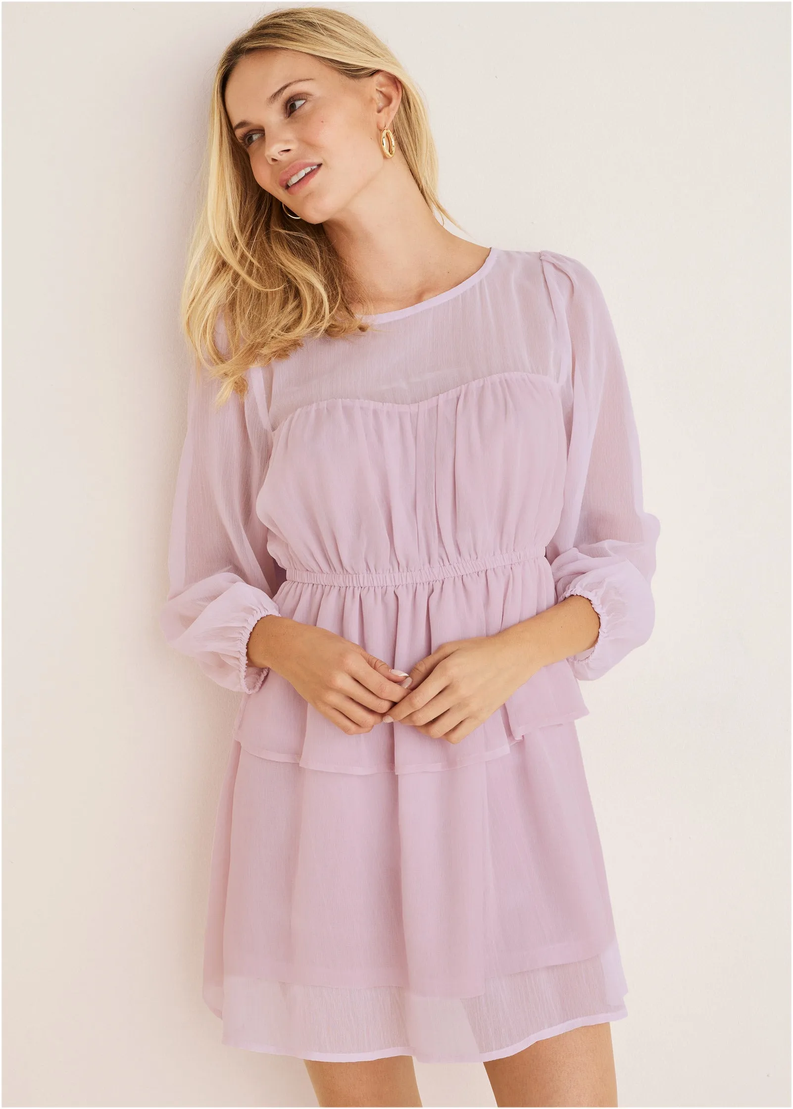 Sheer Beauty Mini Dress - Lilac