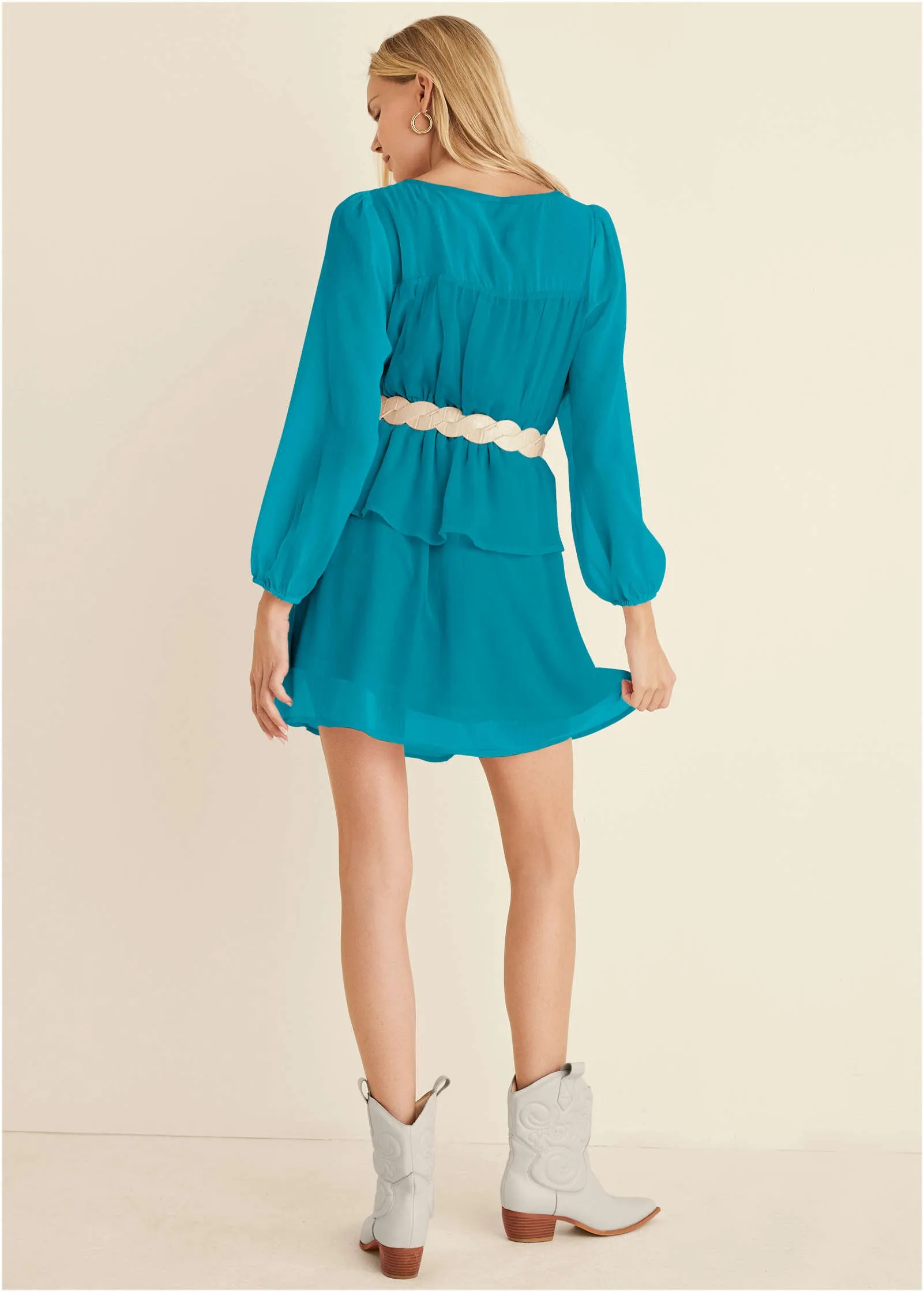 Sheer Beauty Mini Dress - Teal