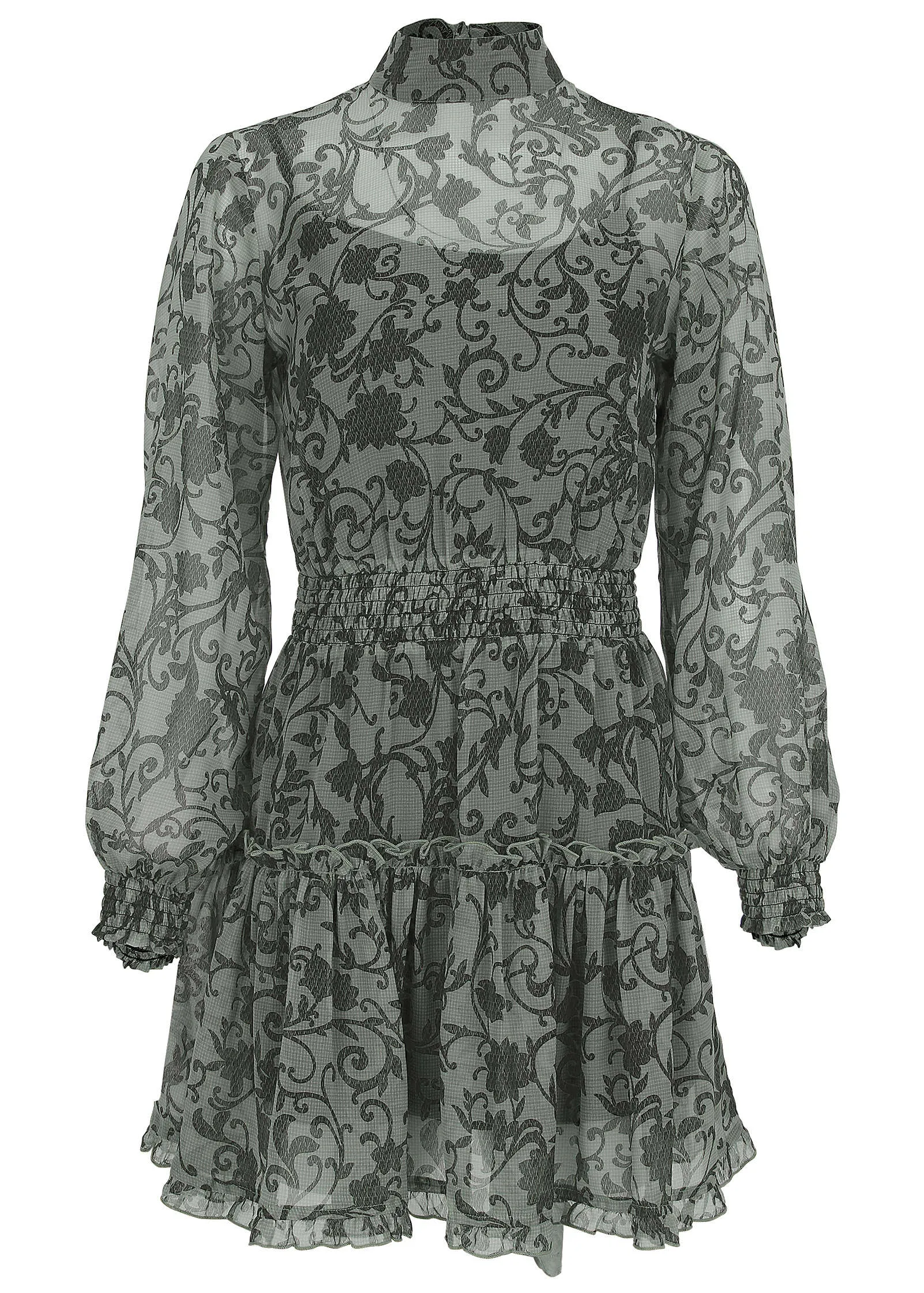 Sheer Ruffle Mini Dress - Menswear Floral