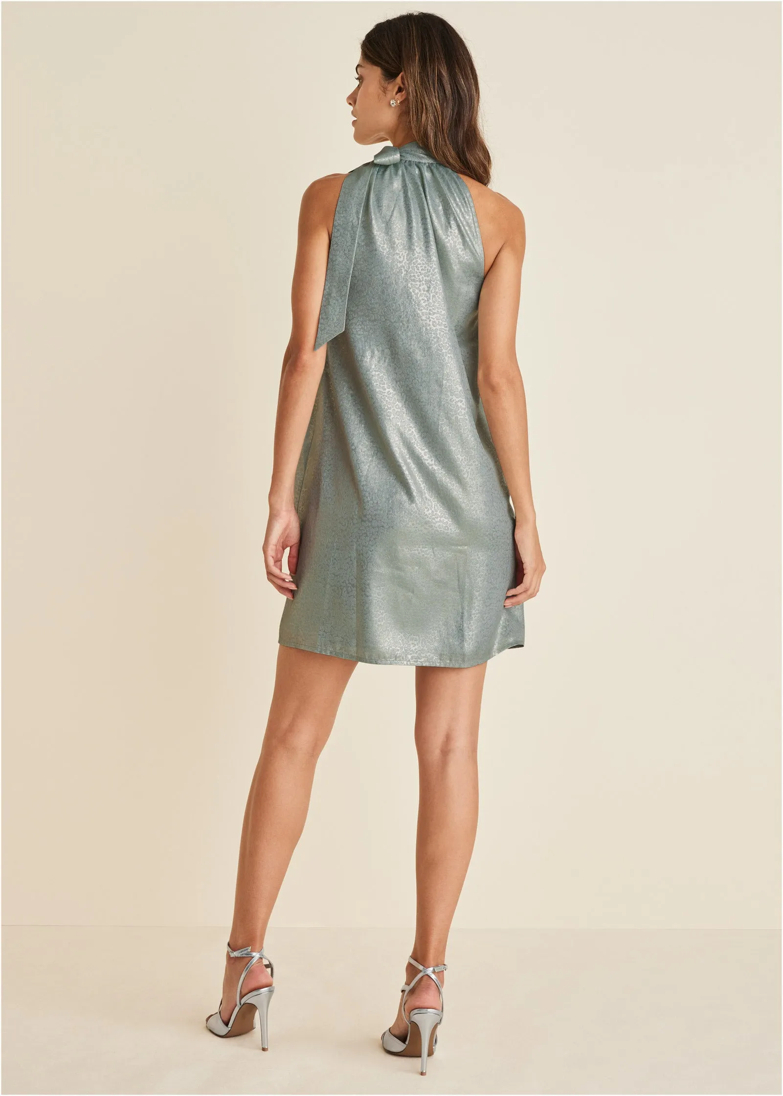 Shimmer Jacquard Mini Dress - Seafoam