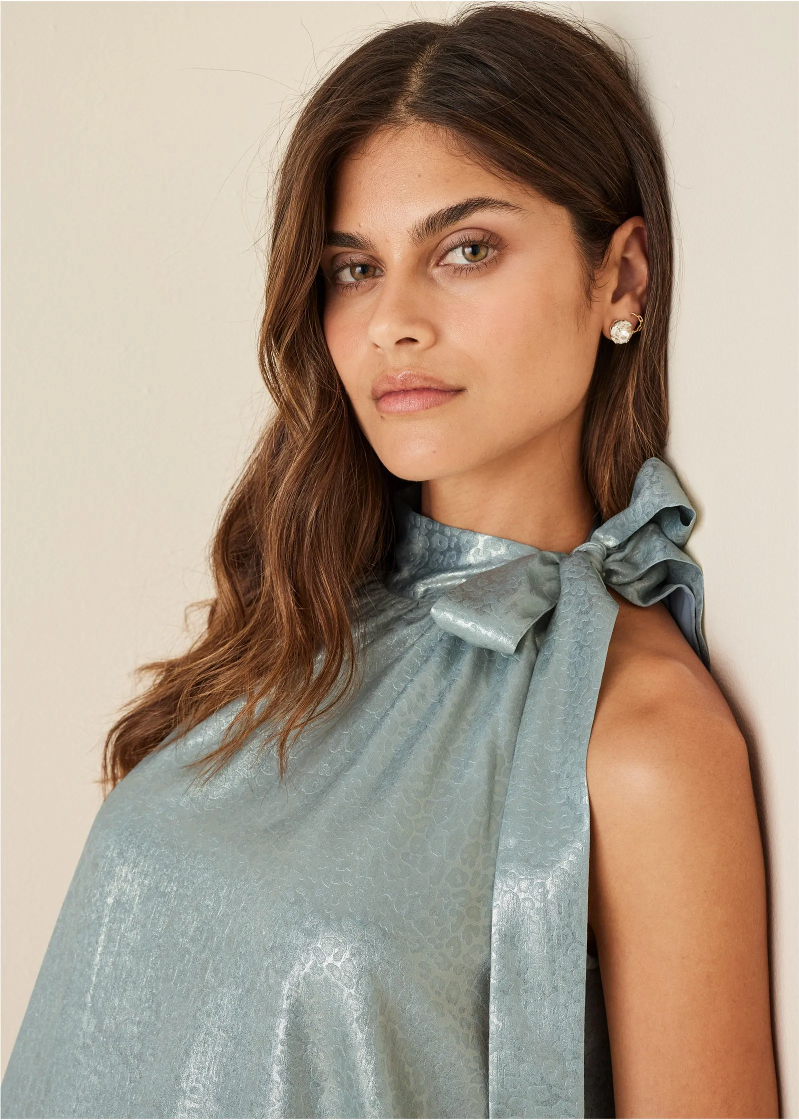 Shimmer Jacquard Mini Dress - Seafoam