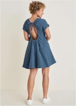 Short Sleeve Gauze Mini - Medium Blue
