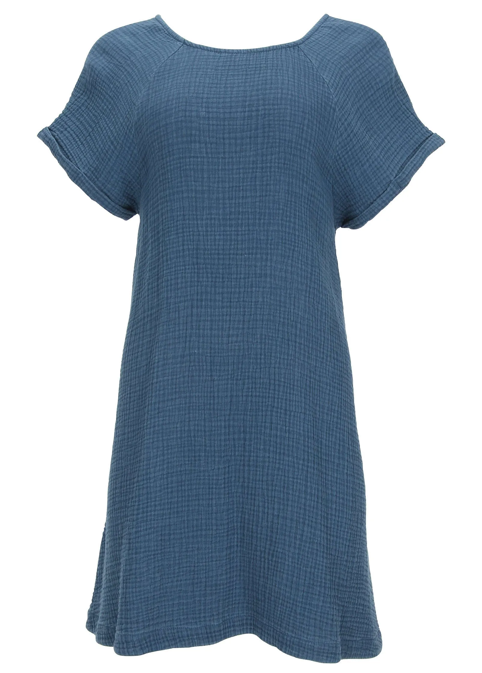Short Sleeve Gauze Mini - Medium Blue