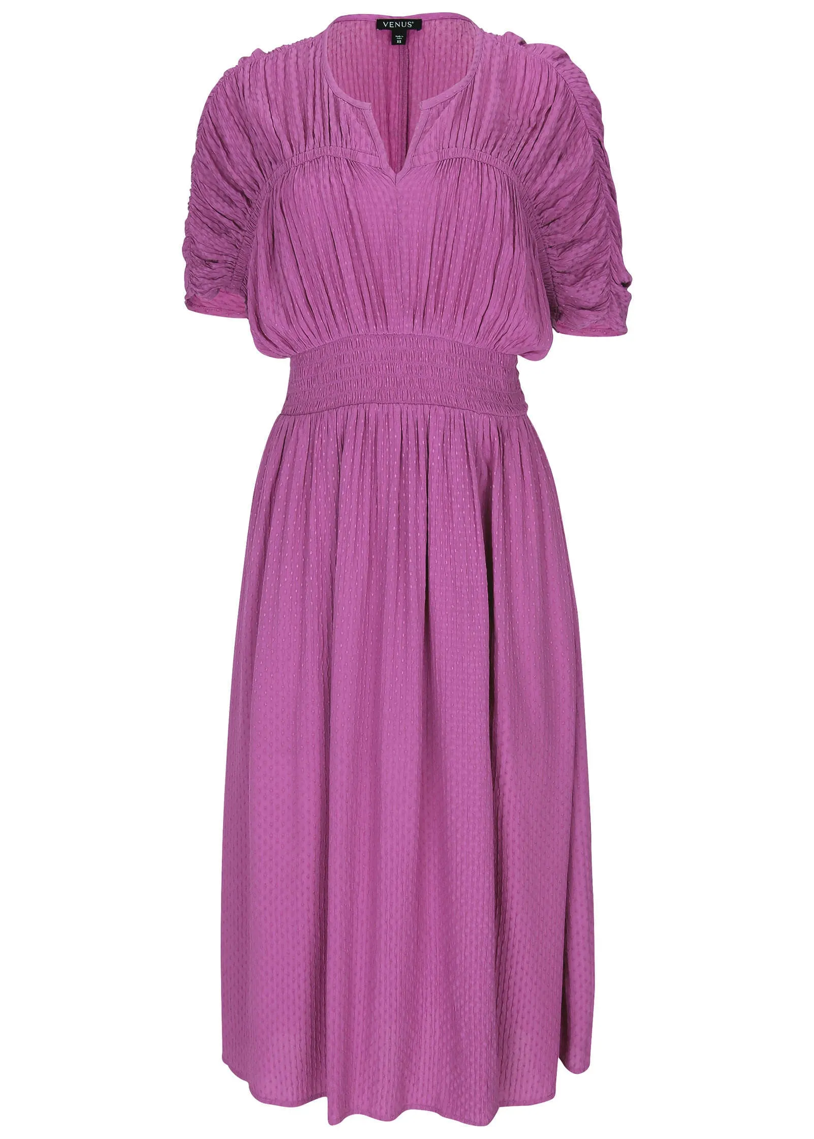 Short Sleeve Midi Dress - Cattleya Orchid