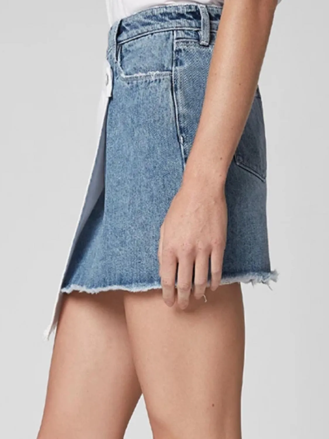 Side By Side Asymmetrical Mini Skirt In Medium Indigo