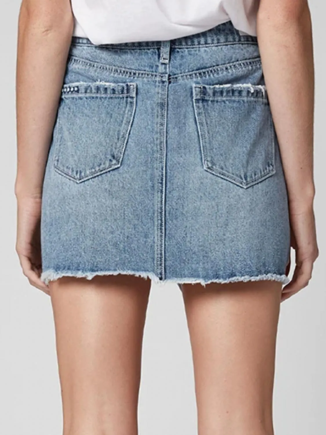 Side By Side Asymmetrical Mini Skirt In Medium Indigo