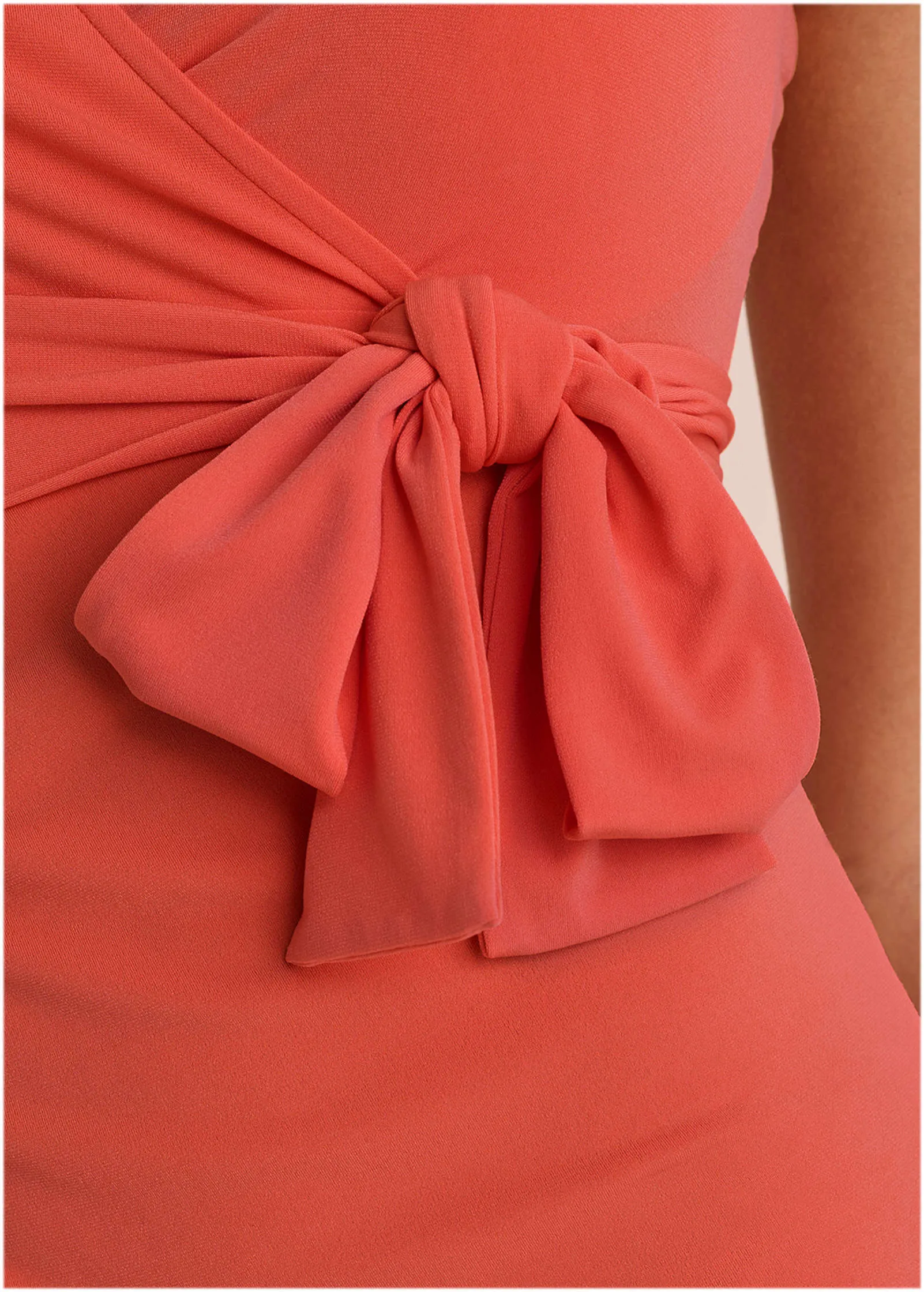 Side Tie Halter Midi - Orange