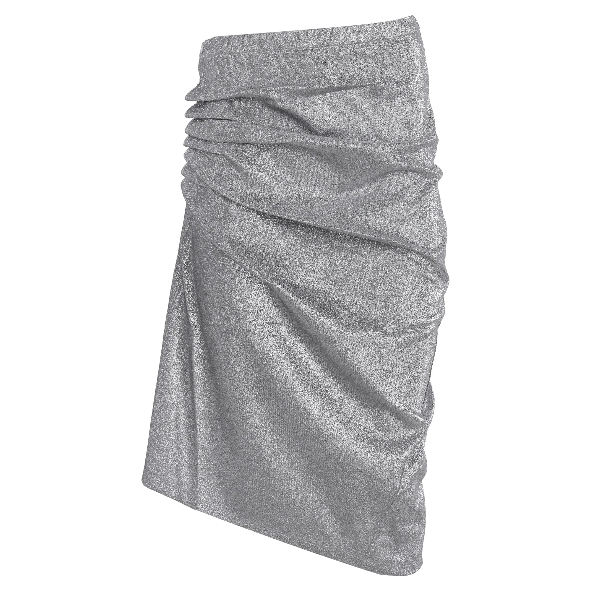 Silver mid-length drap pression slit skirt