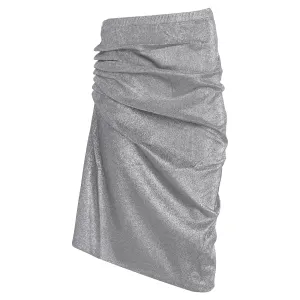 Silver mid-length drap pression slit skirt