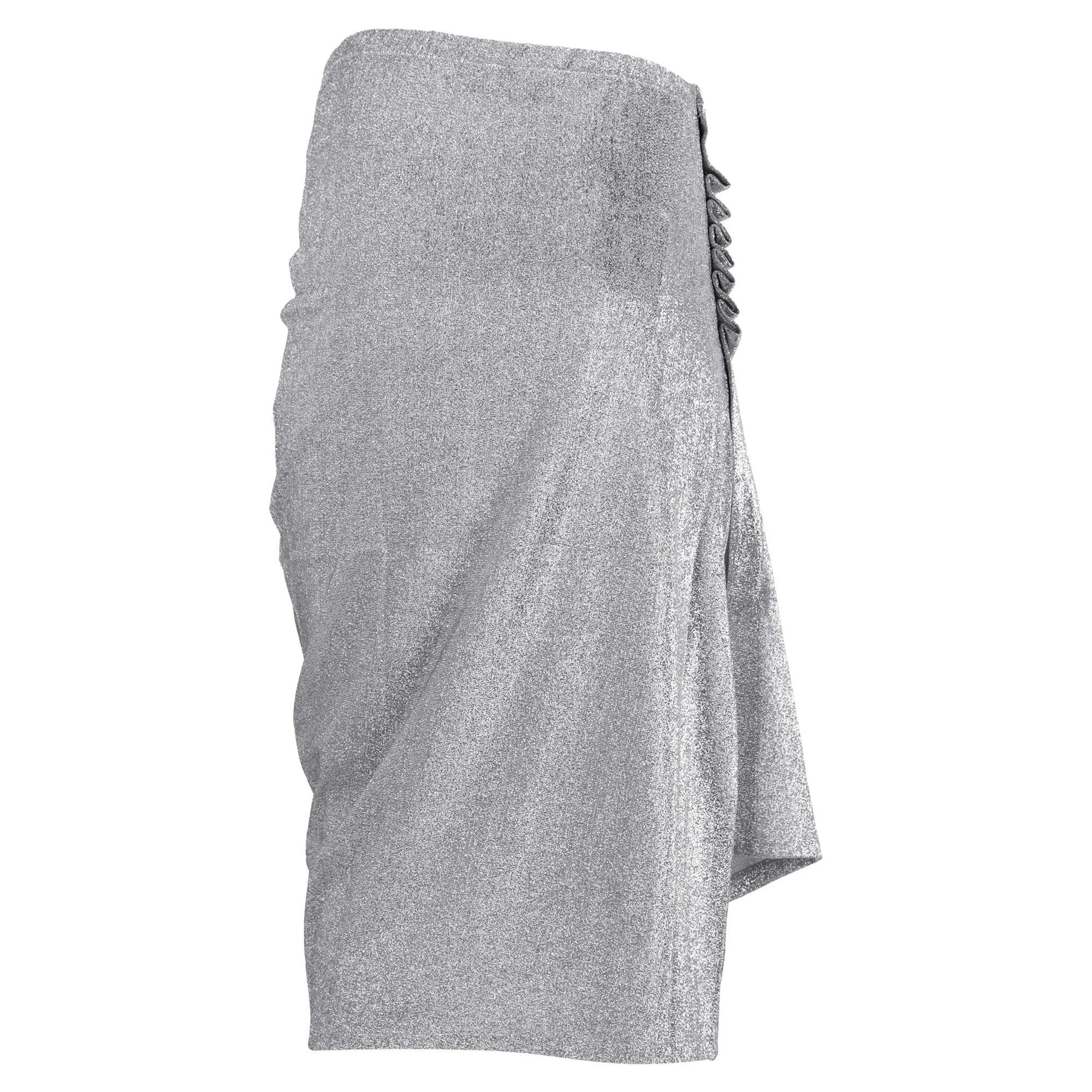 Silver mid-length drap pression slit skirt