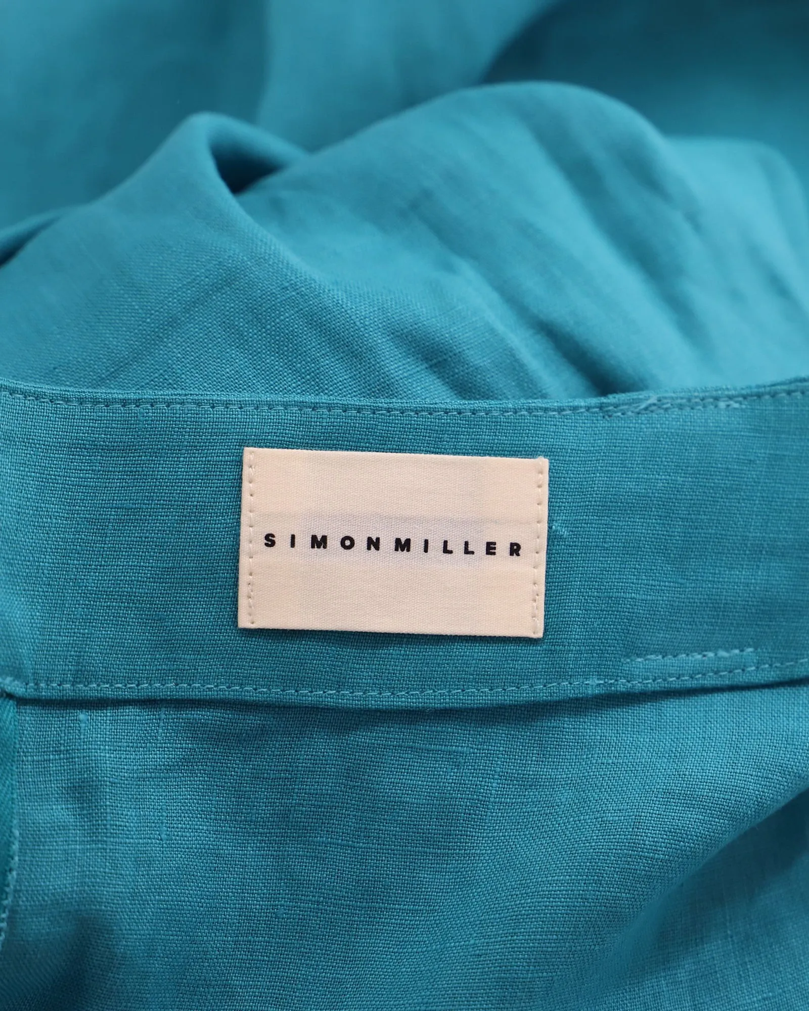 Simon Miller Midi Skirt in Teal Linen