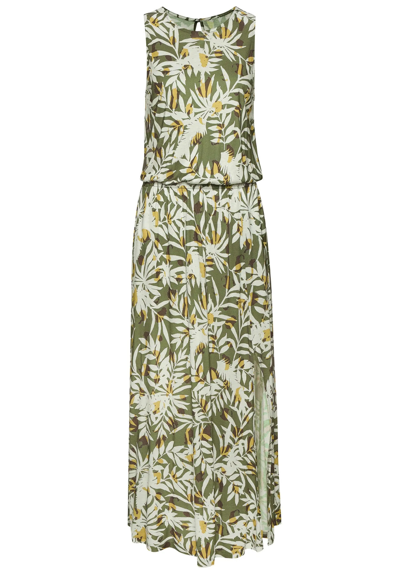 Sleeveless Floral Maxi Dres - Green Multi