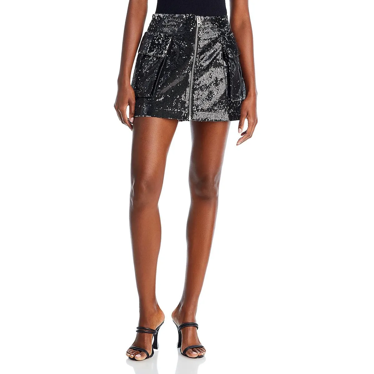 Small Pleasures Womens Sequined Short Mini Skirt