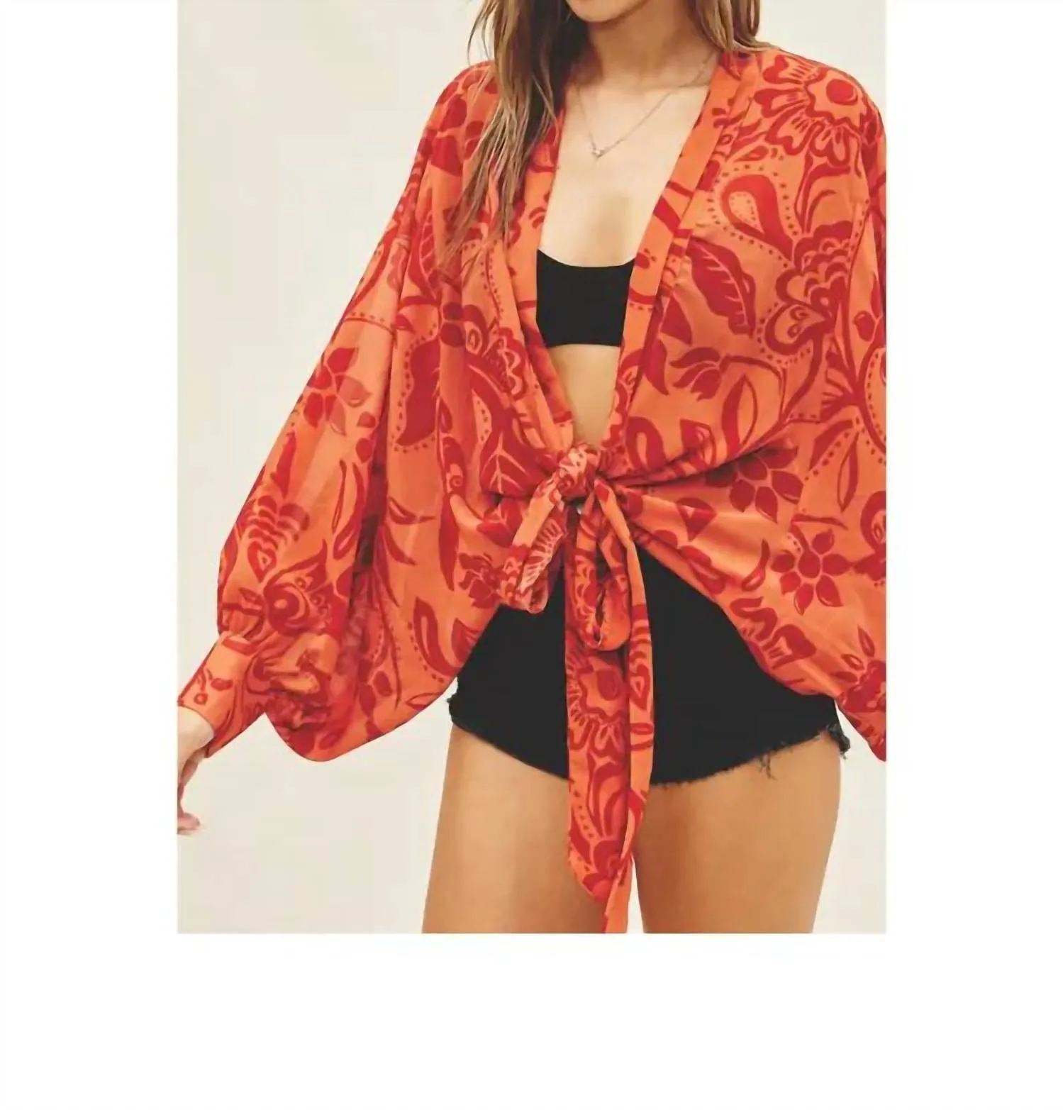 Smell The Roses Kimono In Orange