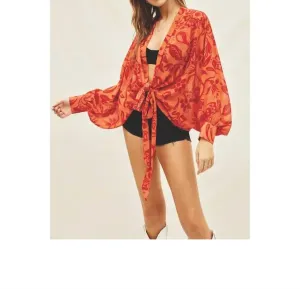 Smell The Roses Kimono In Orange