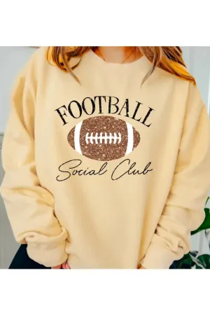 Sparkly Football Social Club Sweater In Pale Yellow