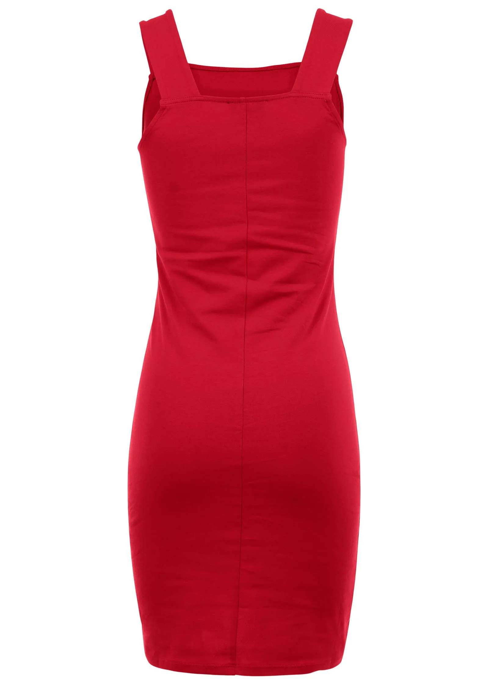 Square Neck Tank Dress - Red