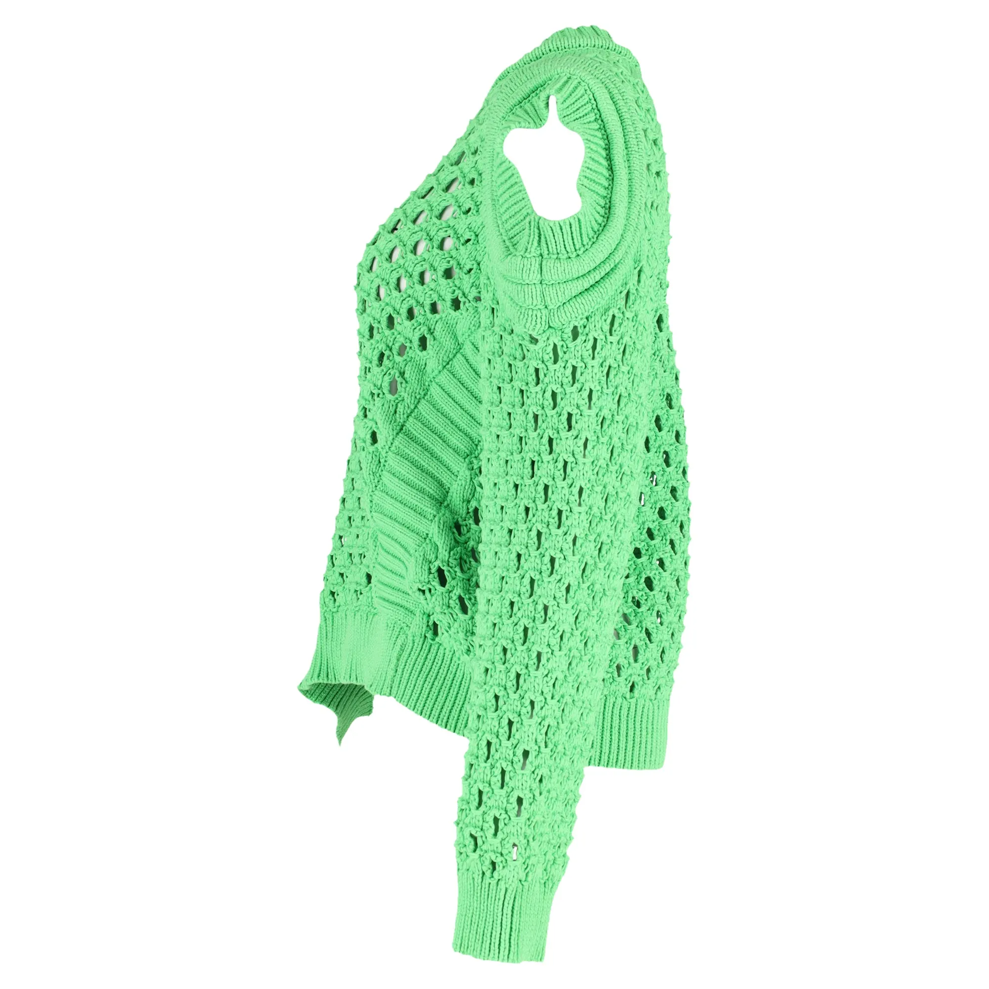 Stella Mccartney Knitted Cut-Out Sweater in Green Cotton