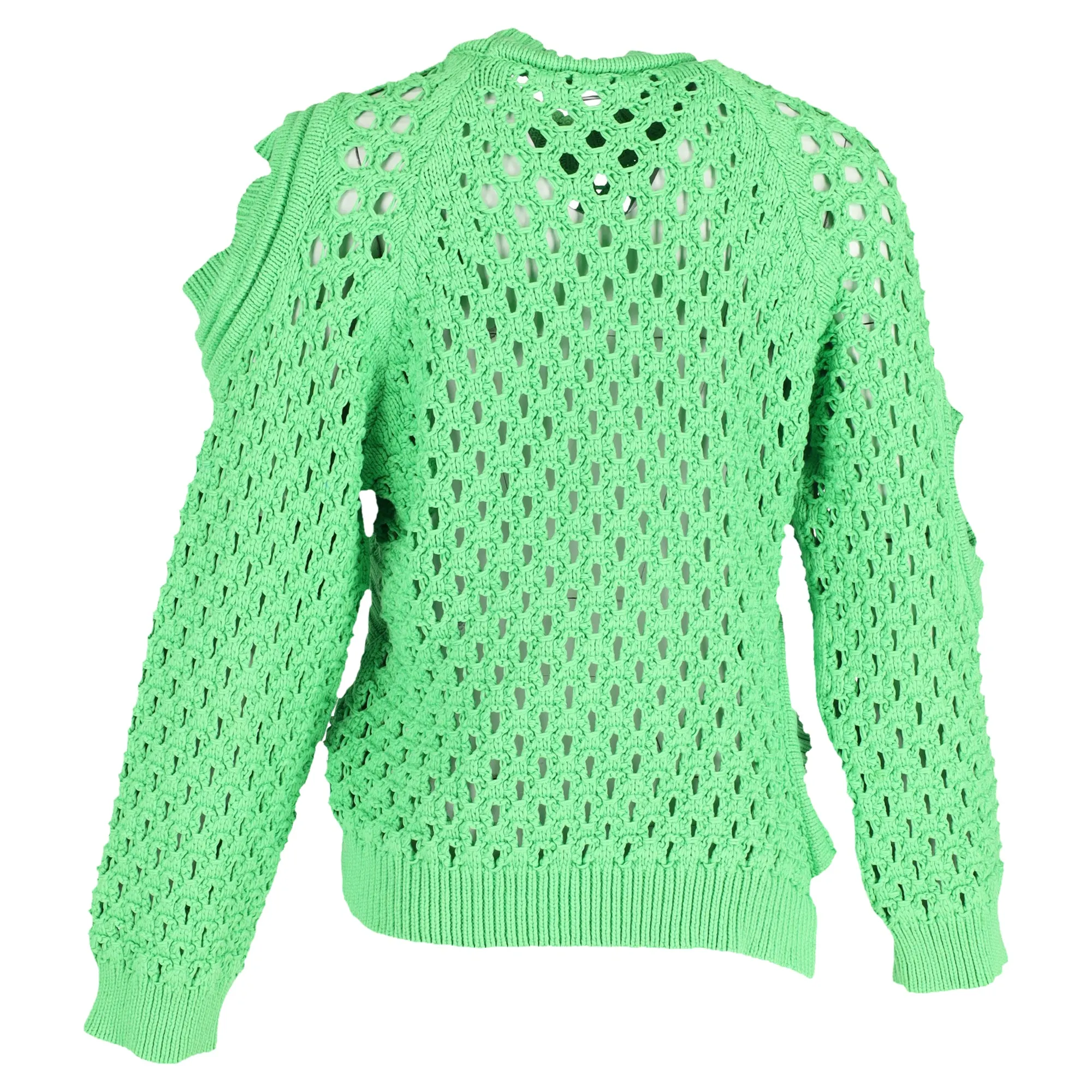 Stella Mccartney Knitted Cut-Out Sweater in Green Cotton