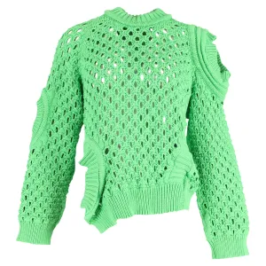 Stella Mccartney Knitted Cut-Out Sweater in Green Cotton