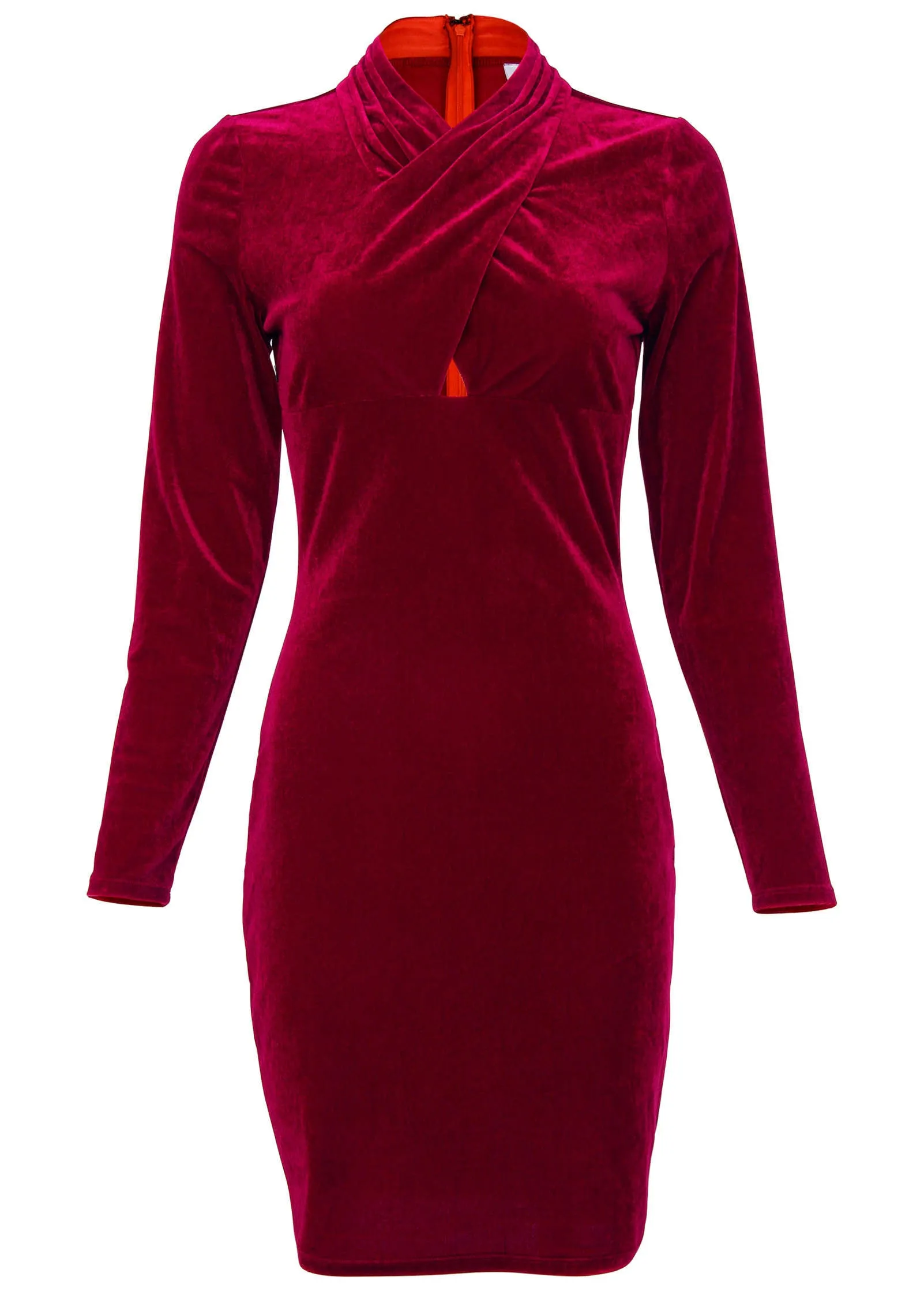 Stretch Velvet Cutout Dress - Haute Red