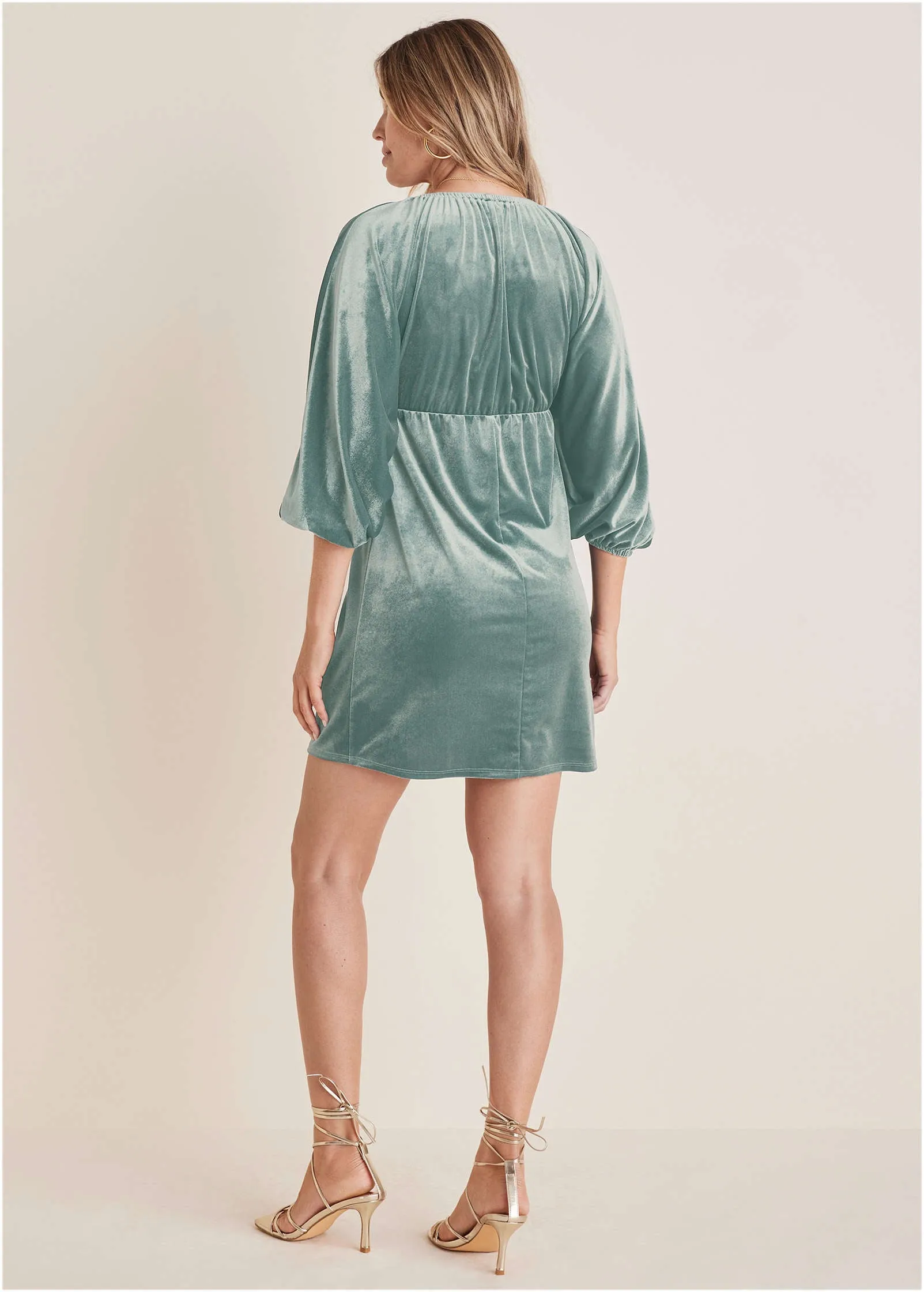 Stretch Velvet V-Neck Mini - Tourmaline