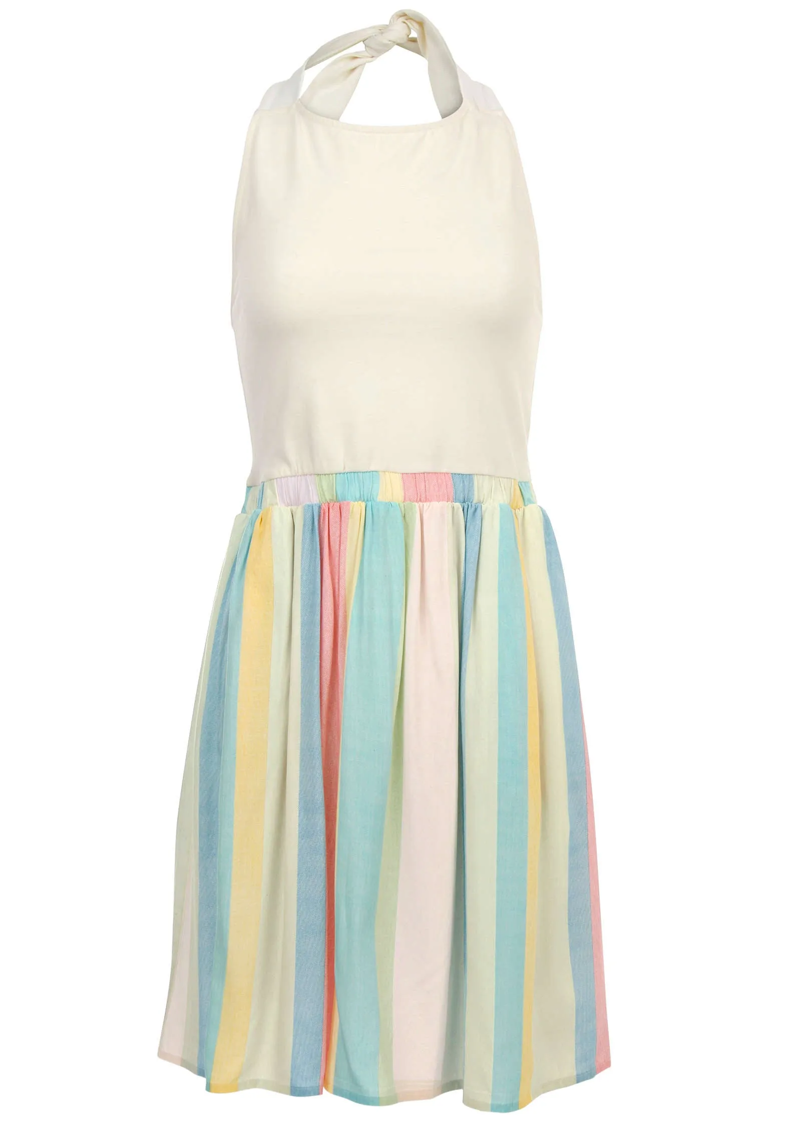Stripe Halter Mini Dress - Boardwalk Stripe