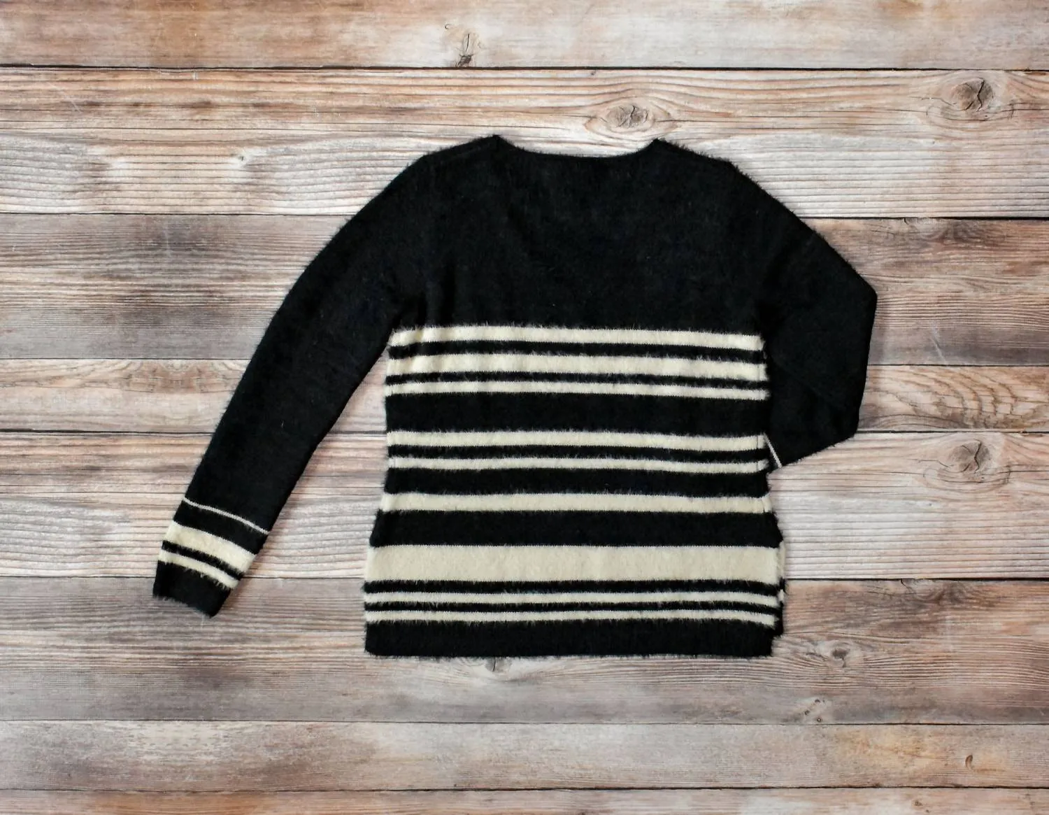 Striped Pullover Sweater In Black/ Neutral