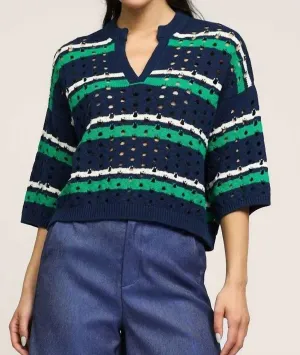 Striped Sweater In Navy Blue