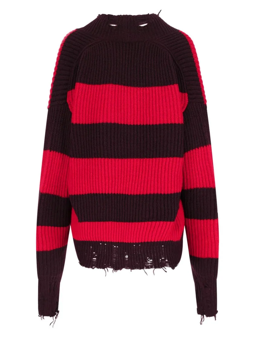 Striped Wool Sweater  Red
