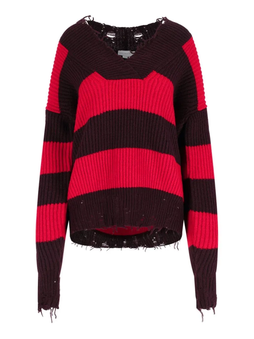 Striped Wool Sweater  Red
