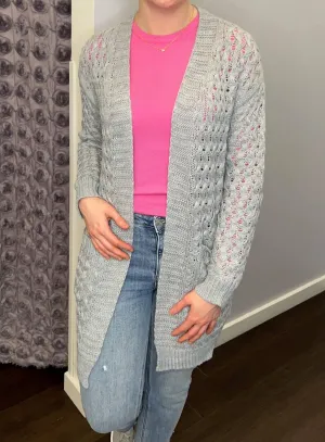 Sunset Breeze Cardigan In Heather Grey