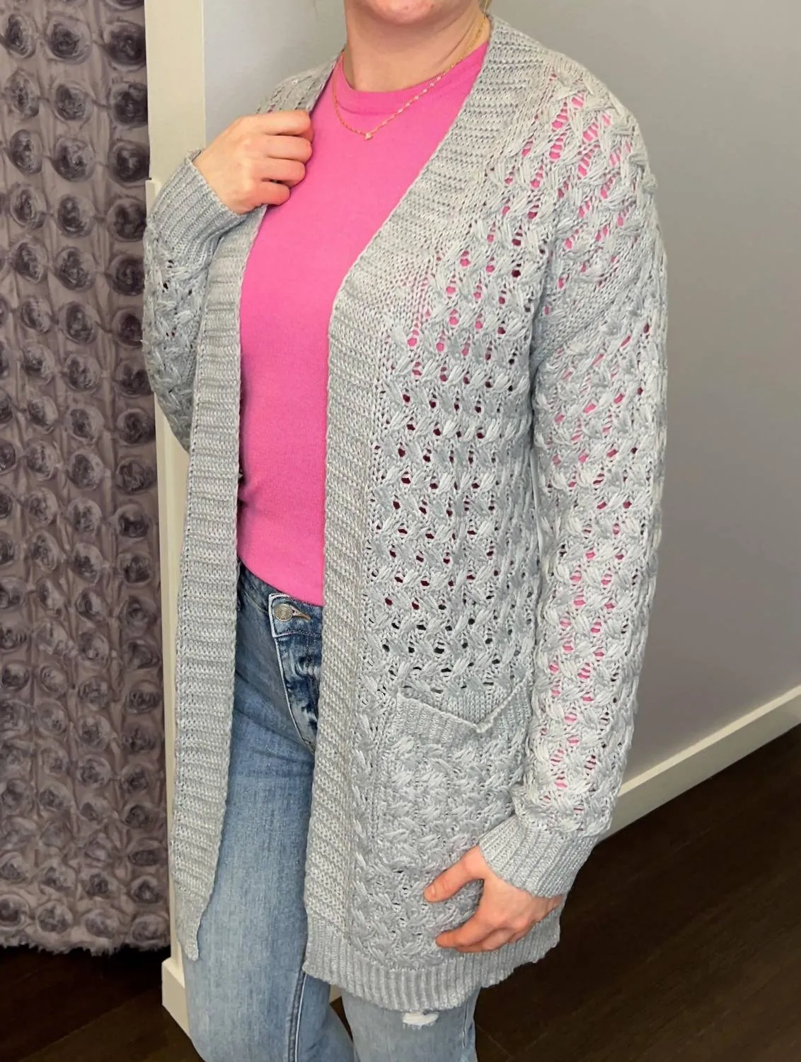 Sunset Breeze Cardigan In Heather Grey
