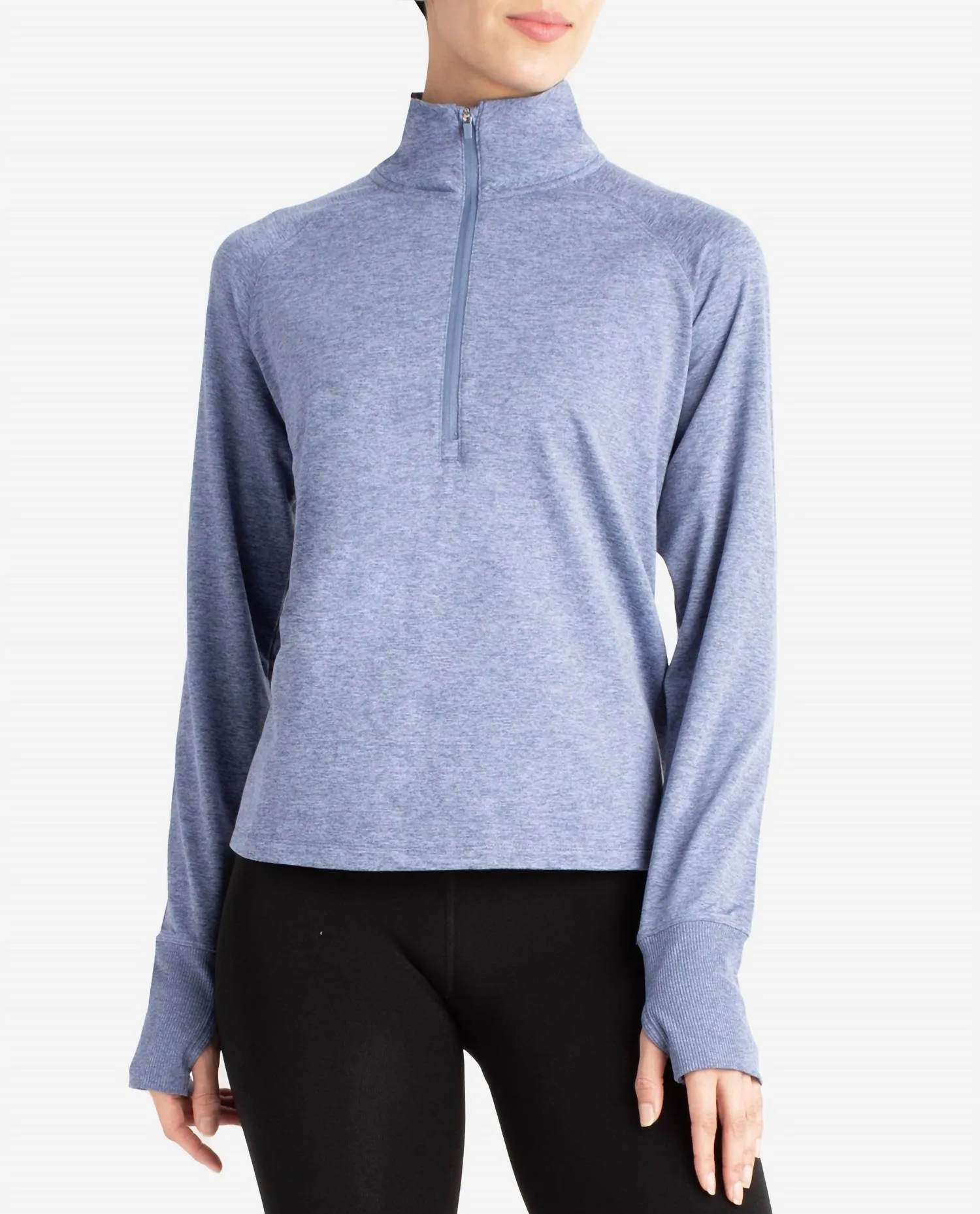 Supersoft Quarter Zip Pullover Sweatshirt In Stonewash Melange