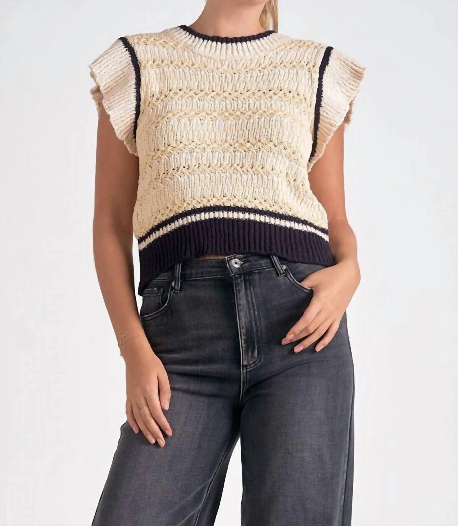 Sweater Cap Sleeve In White