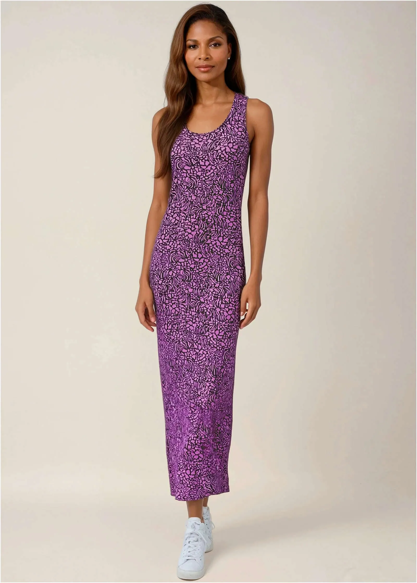 Tank Maxi Dress - Purple Abstract Animal