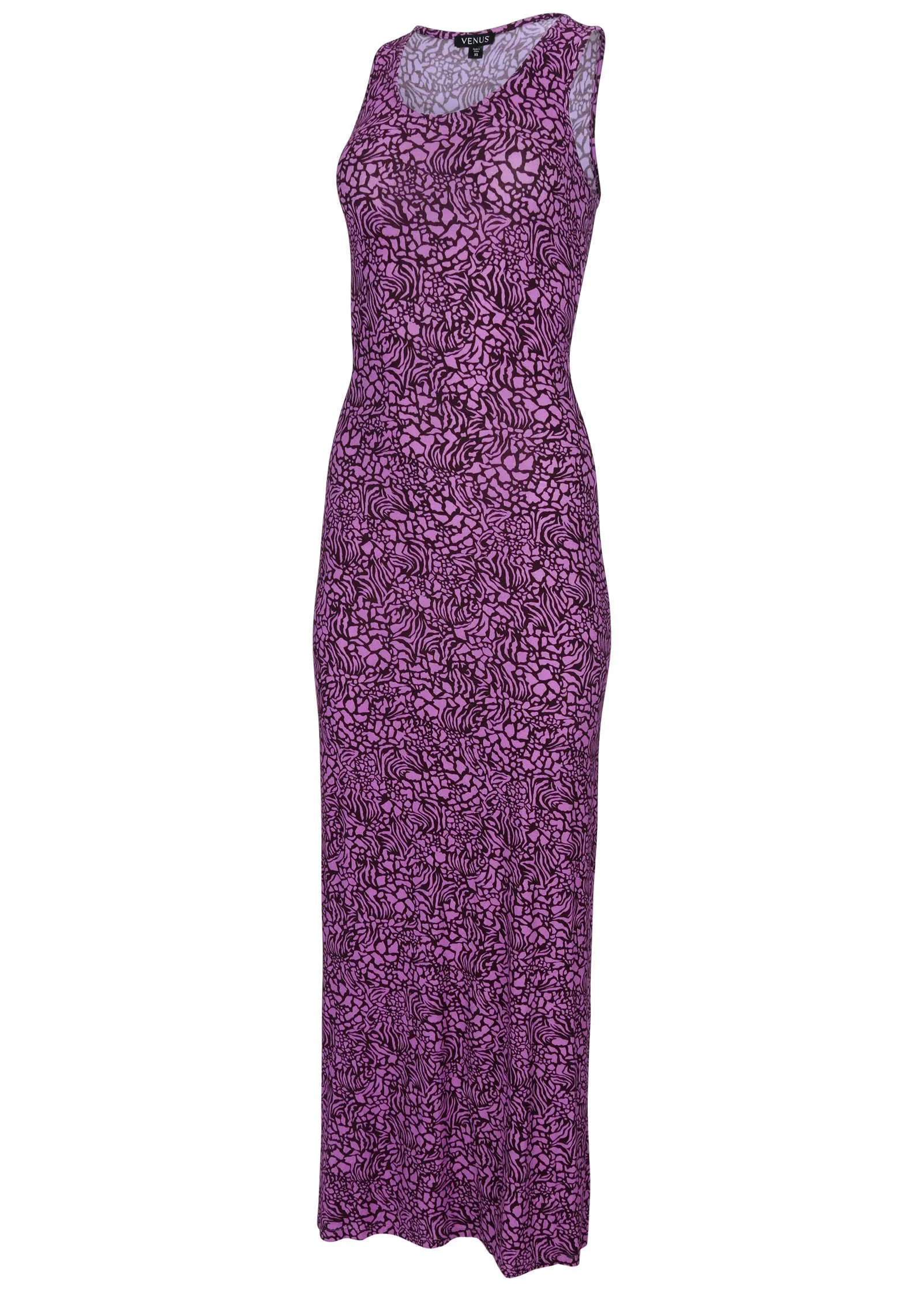 Tank Maxi Dress - Purple Abstract Animal