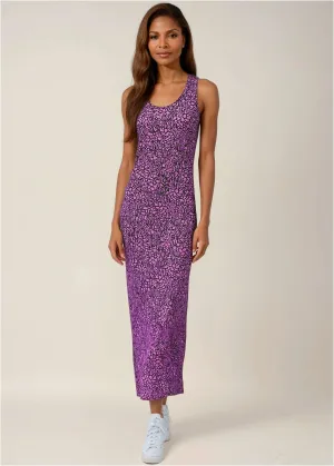 Tank Maxi Dress - Purple Abstract Animal