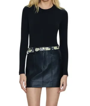 Tera Leather Skirt In Slate Black