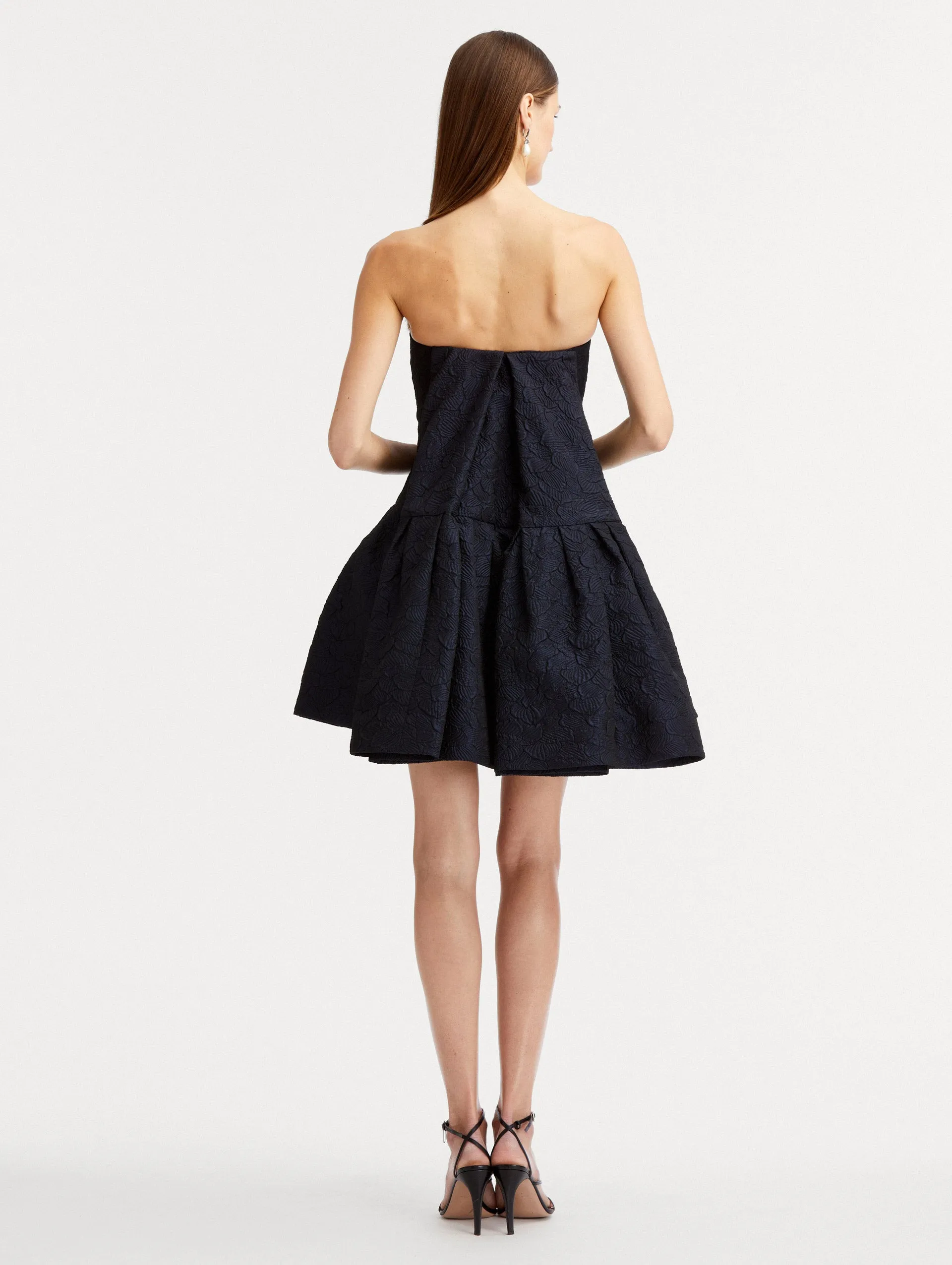 Textured Floral Cloqu Cape-Back Dress
