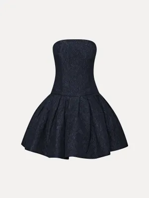 Textured Floral Cloqu Cape-Back Dress